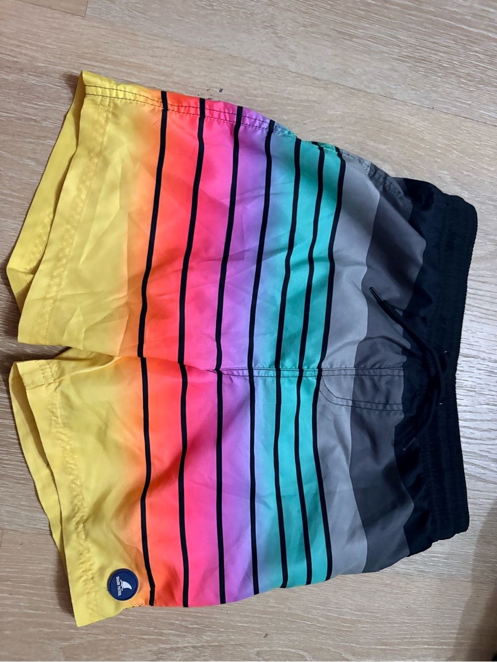 Kids Rainbow Gradient Swim Trunks with Black Waistband